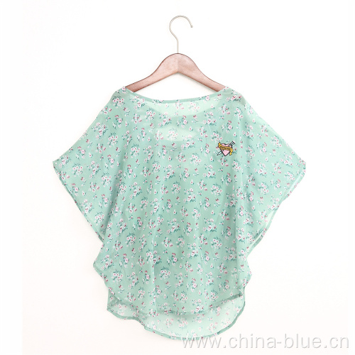 Girls high quality printed top in butterfly sleeve